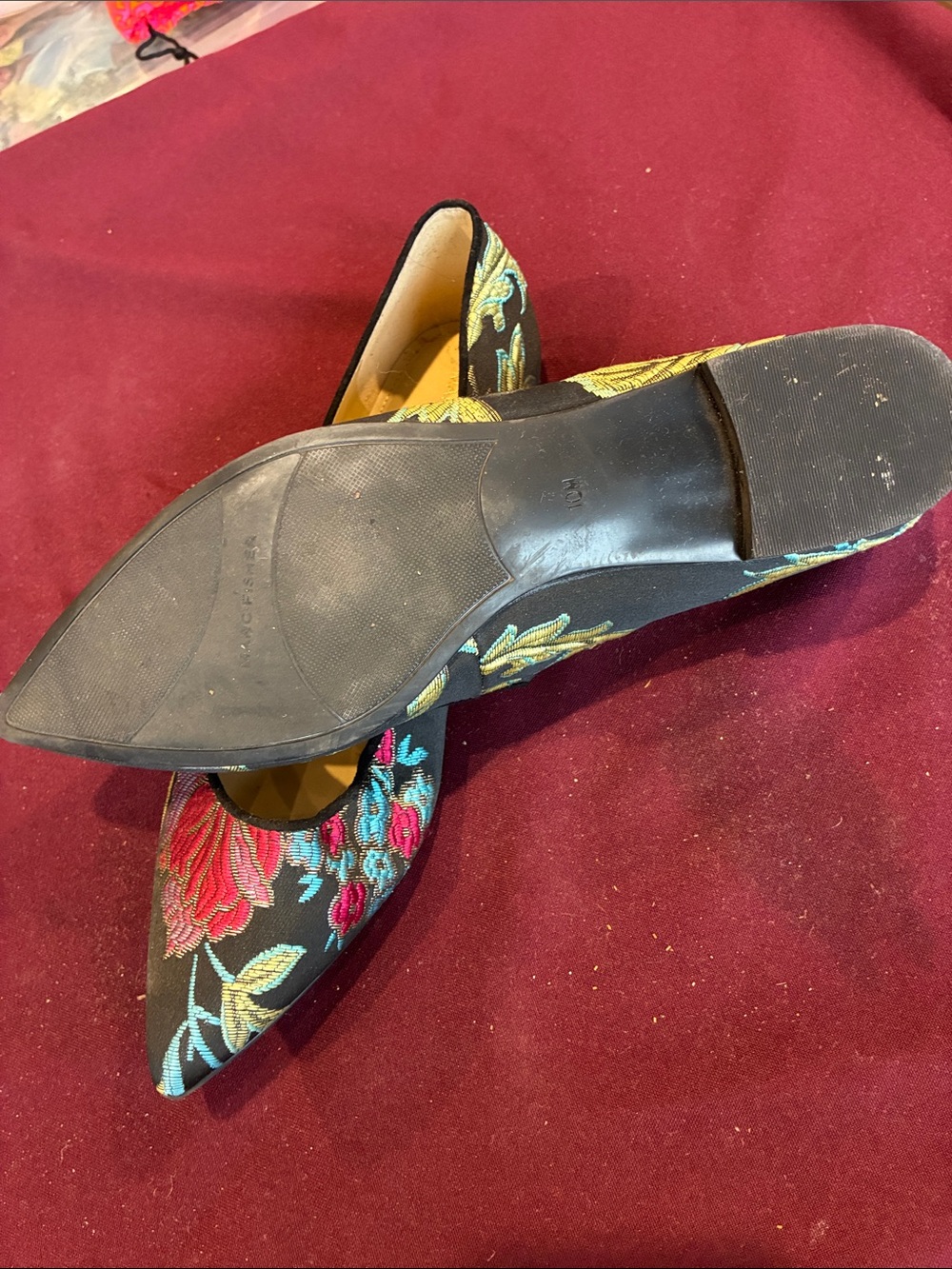 Marc Fisher Floral Pointed Mary Jane Flats - Black with Multicolor Floral - Picture 2 of 2